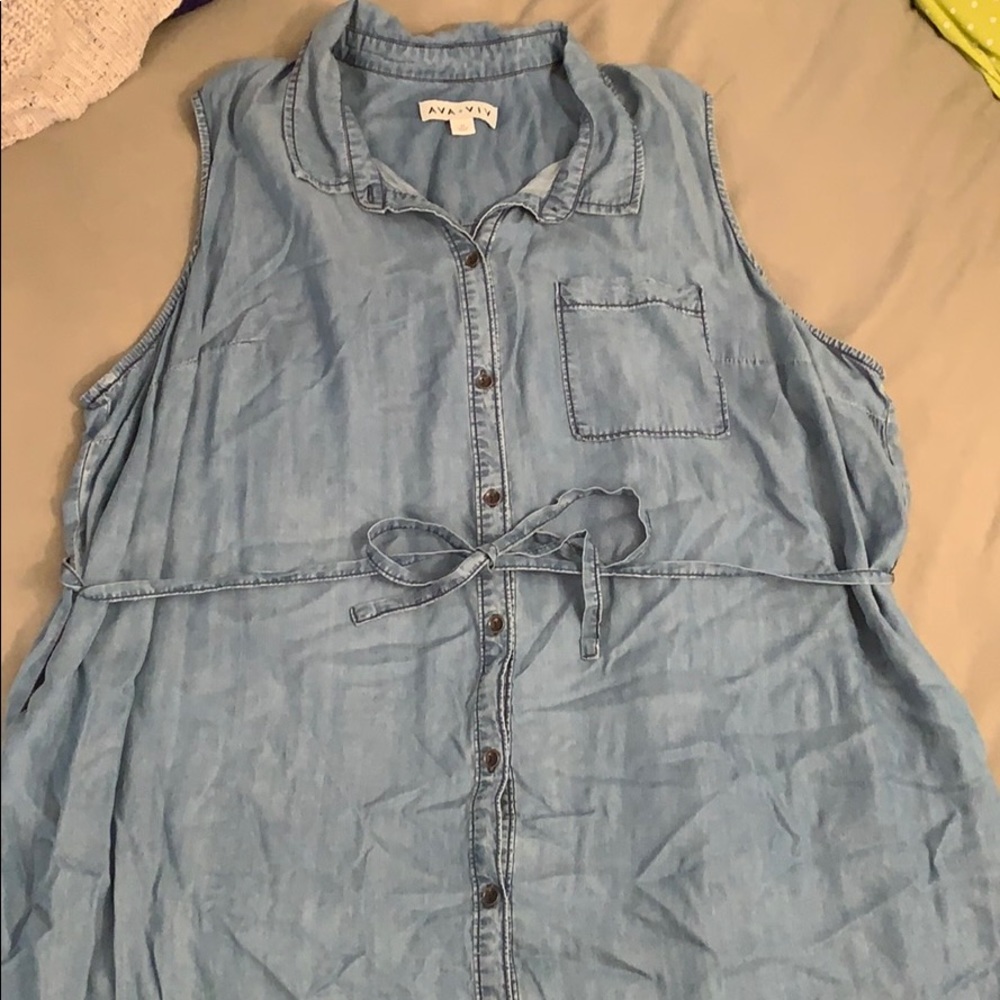 Denim button down dress